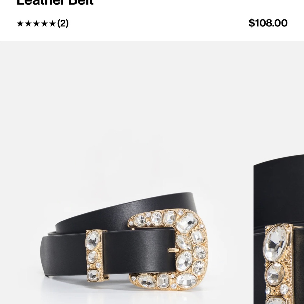 Good American Black Belt with Gold Crystal Buckle